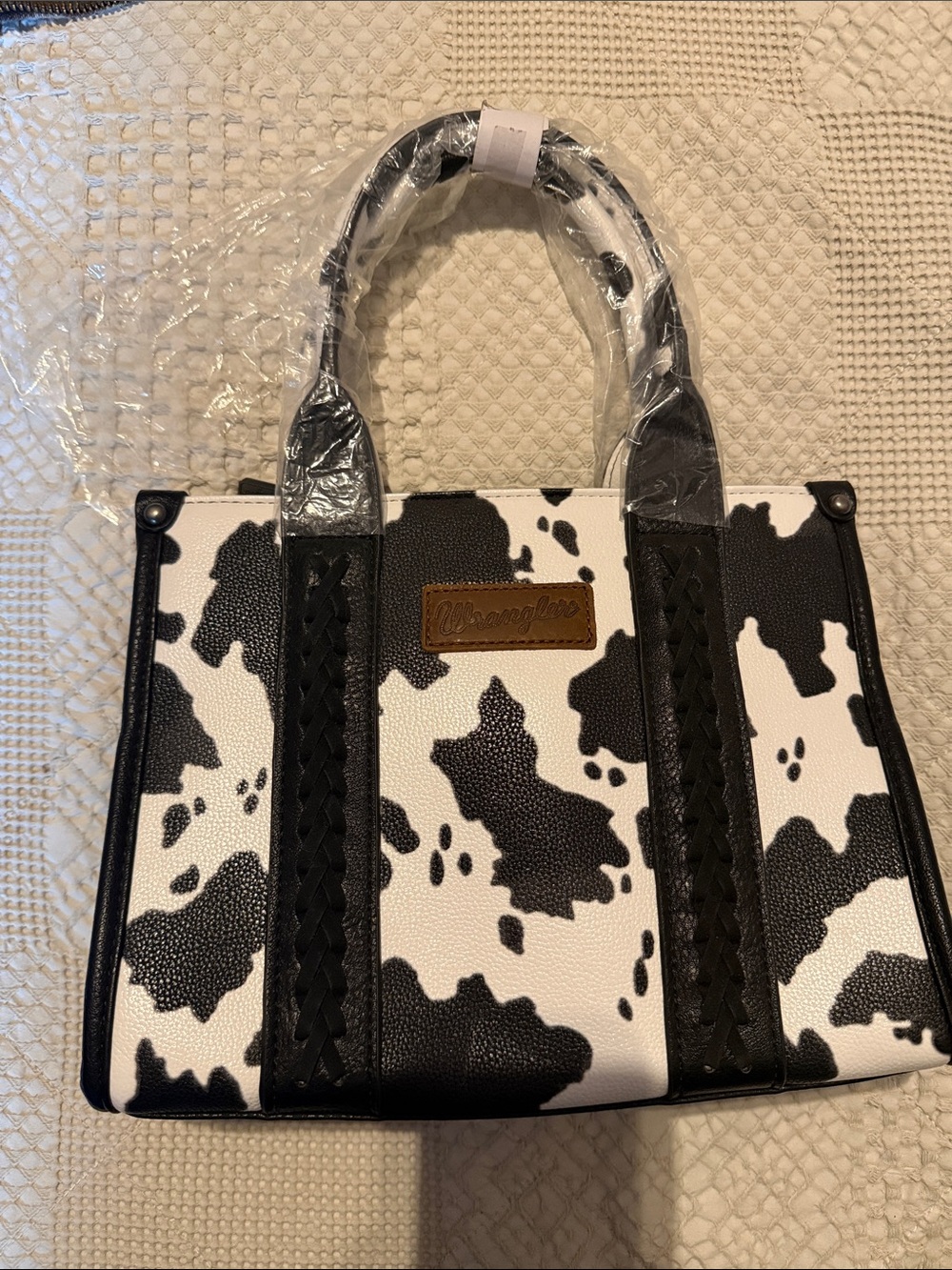 Wrangler Black and White Cowhide Pattern Satchel